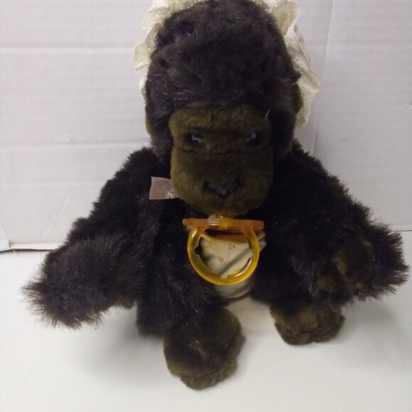 Dakin Gorilla Plush With Pacifier Vintage 1983 Stuffed Animal 8" - Picture 2 of 14